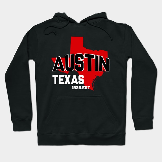 Austin Texas TX Vintage Gift Hoodie by UranusArts